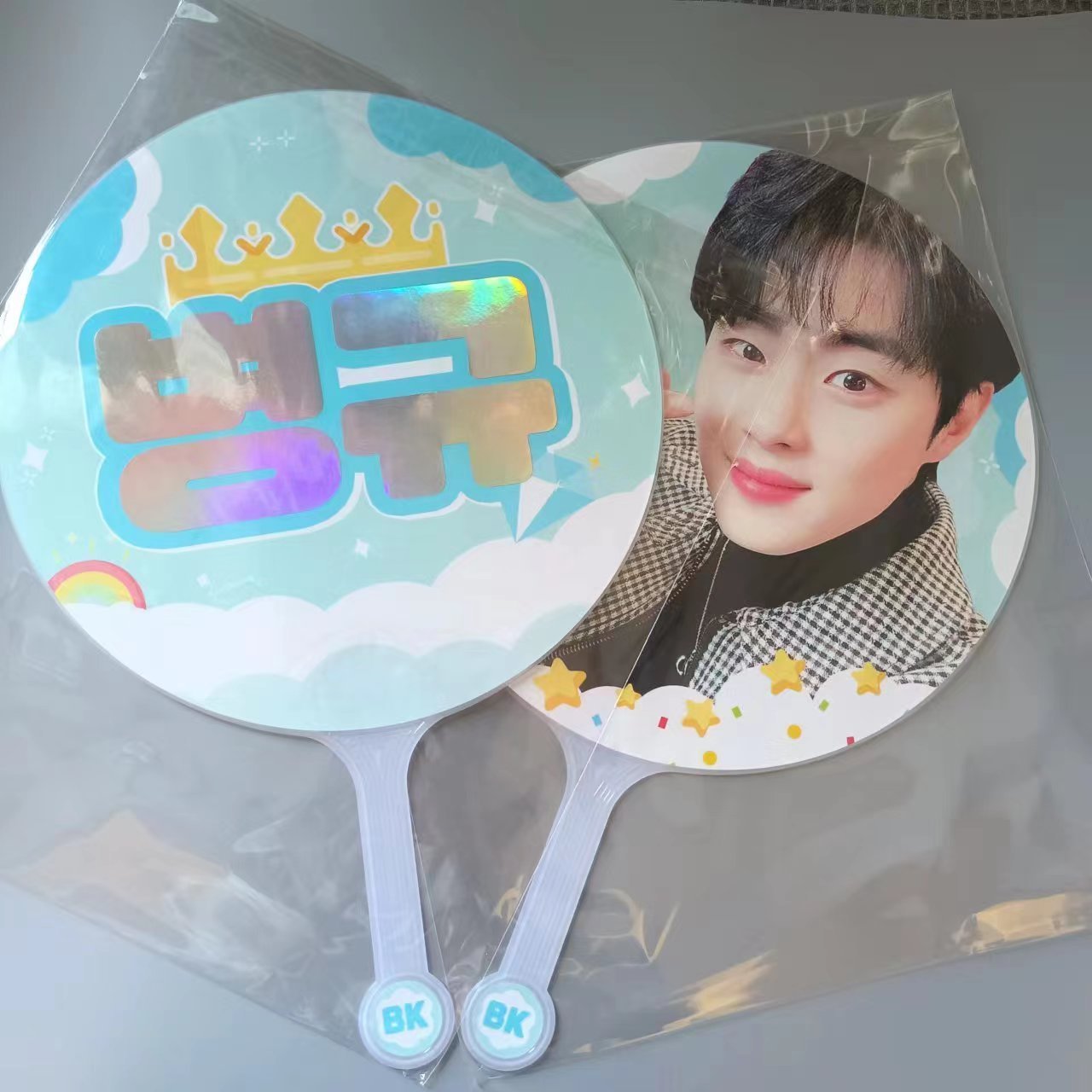 kPOP Clear Picket Hand Fans K-pop Yourself Custom Photo Printed Hand Fans Round Plastic Fan Picket