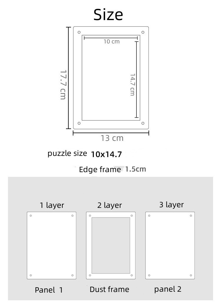 acrylic puzzle photo frame UV printing carton acrylic puzzle frame 3 layers for displaying