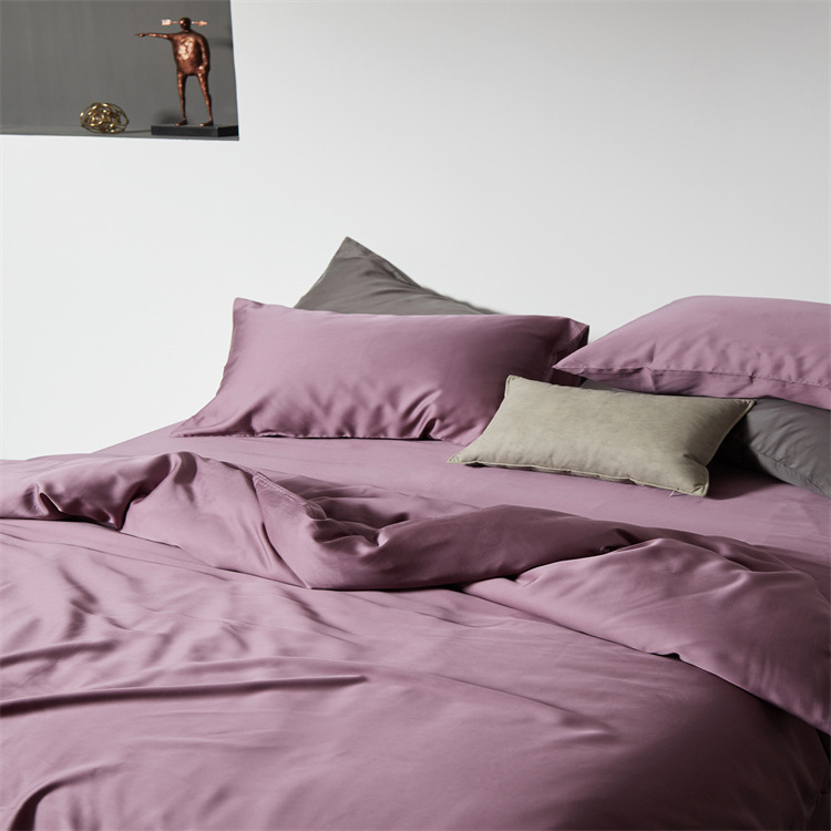 Innovative Purple Bamboo Fiber Bedding Sets Cooling Bed Sheet Set With Flat Sheet Fitted Sheet And Pillowcase