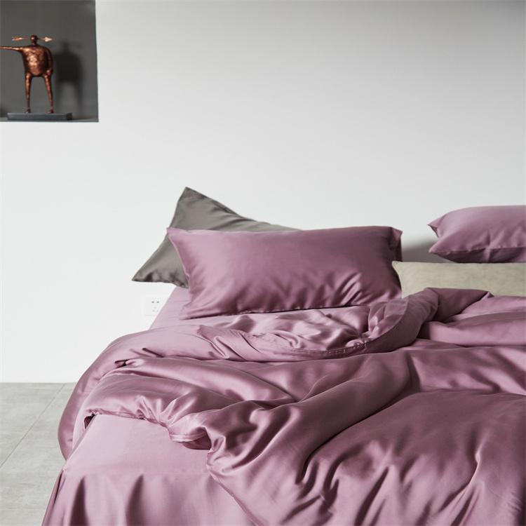 Innovative Purple Bamboo Fiber Bedding Sets Cooling Bed Sheet Set With Flat Sheet Fitted Sheet And Pillowcase