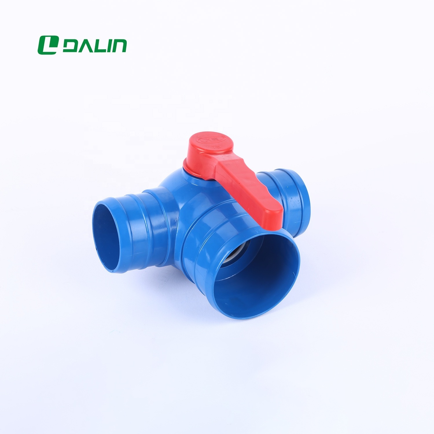 China Plastic Sprinklers Tee Fitting Irrigation Connector 100mm*75mm 4 Inch To 3 Inch Three-Way Valve  With Shut Off