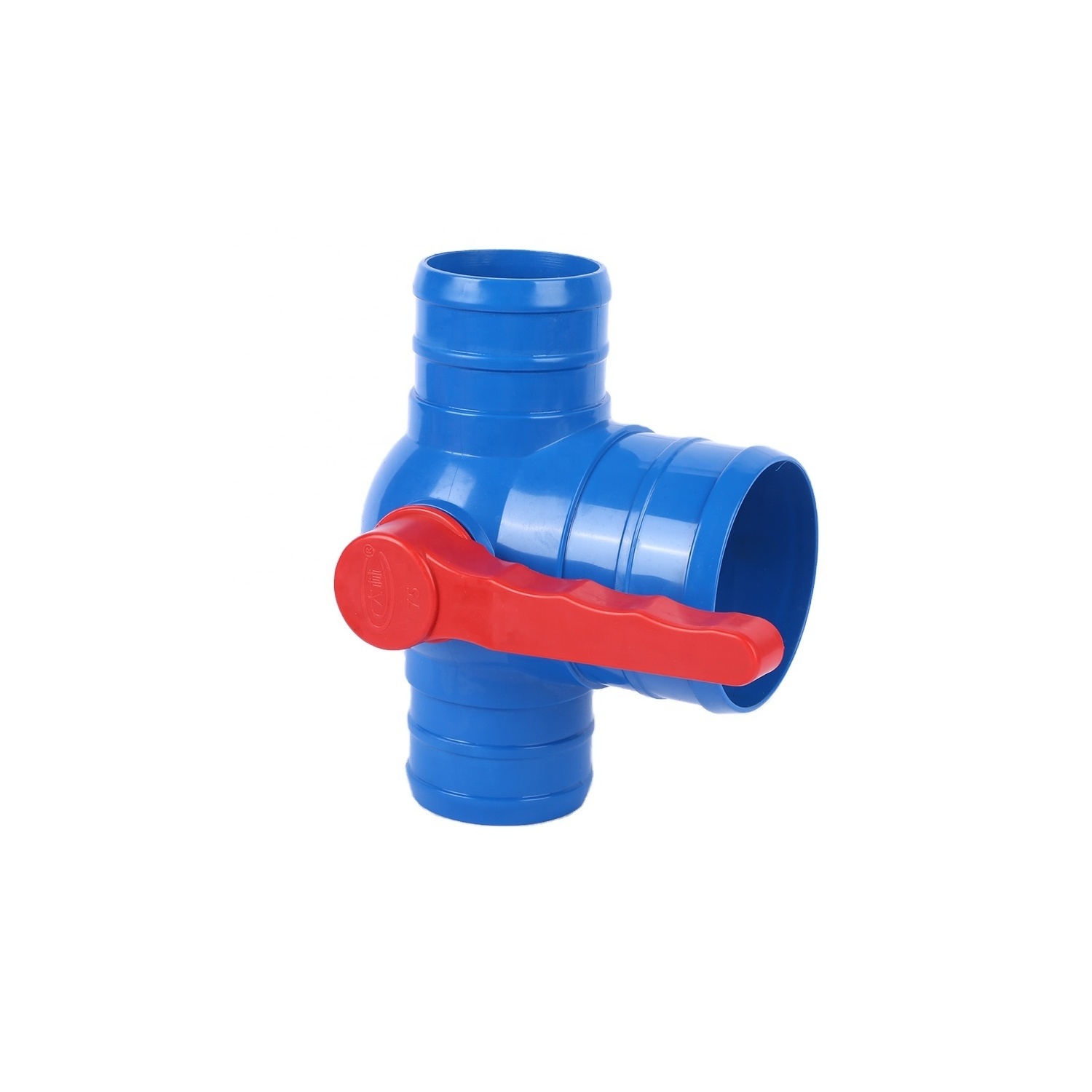 China Plastic Sprinklers Tee Fitting Irrigation Connector 100mm*75mm 4 Inch To 3 Inch Three-Way Valve  With Shut Off