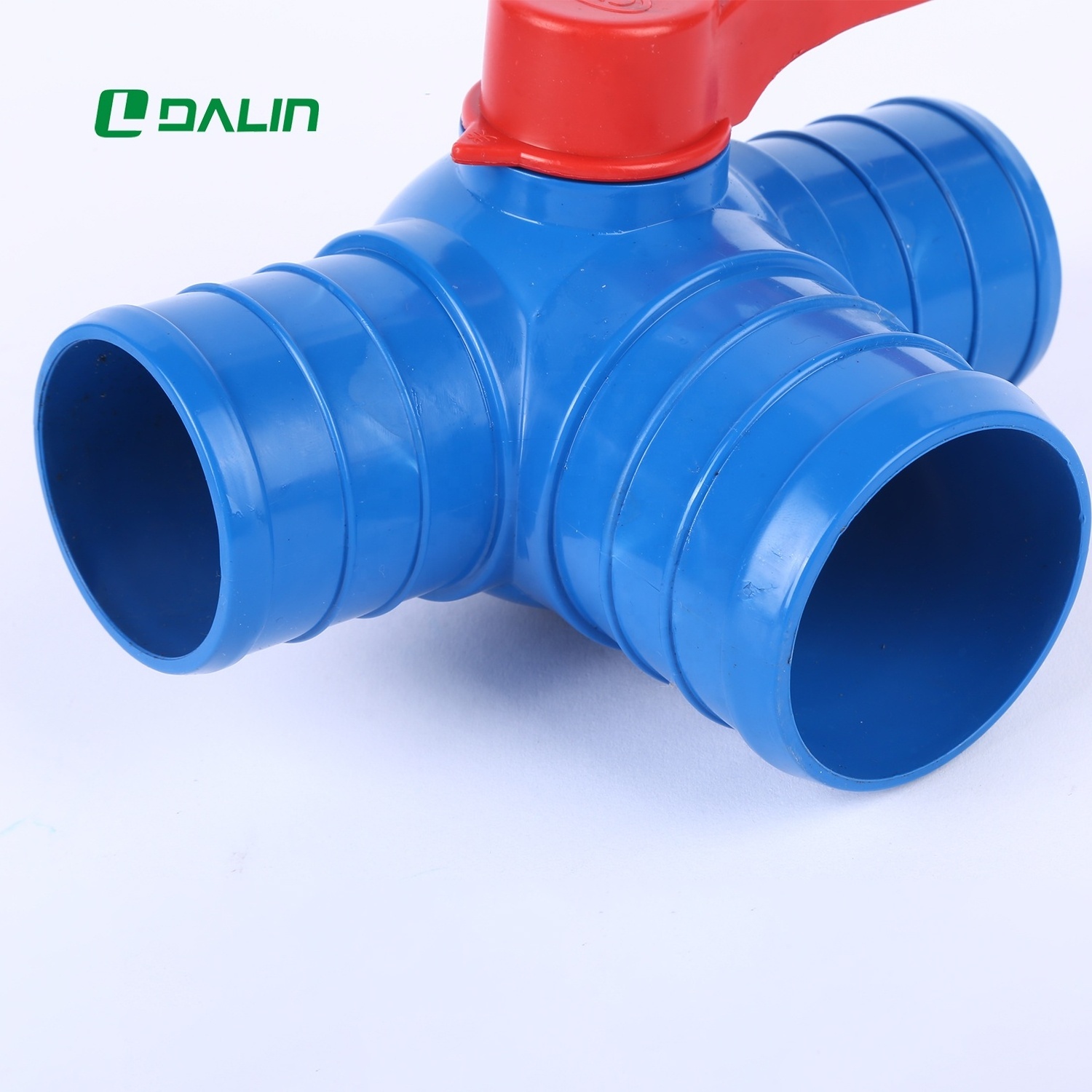 China Plastic Sprinklers Tee Fitting Irrigation Connector 100mm*75mm 4 Inch To 3 Inch Three-Way Valve  With Shut Off