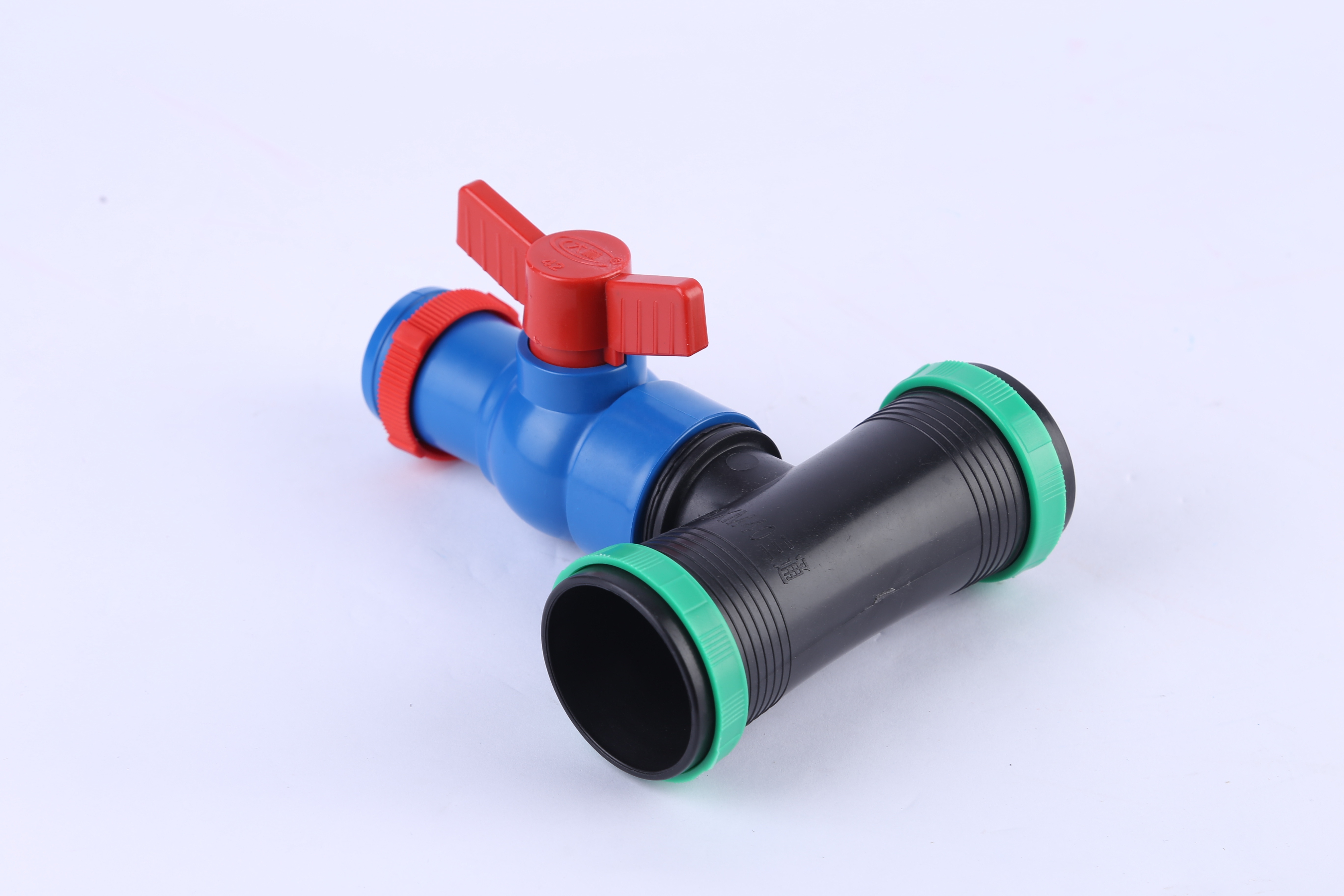 Quick Connect Plastic Union Straight Hose Clamp Farm Irrigation System Equal 3 Way Water Pvc Pipe Fitting With a Valve 2 Inch