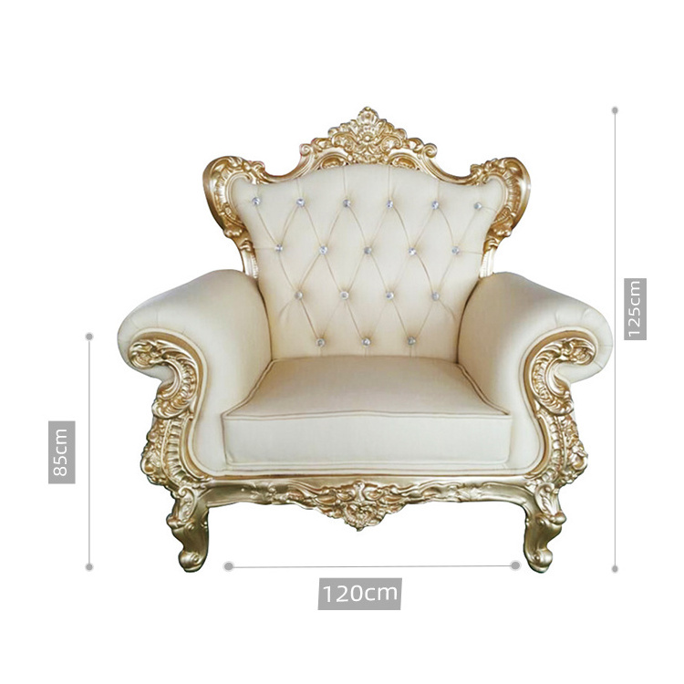 Hot Sale Hotel Lobby Furniture Wedding Banque Crown Throne Chair For Bride And Groom