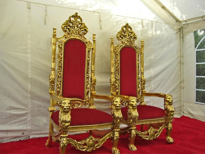 Hot Sale Royal Throne King Queen Party Hotel Banquet Golden Red Wedding Sofa Chairs