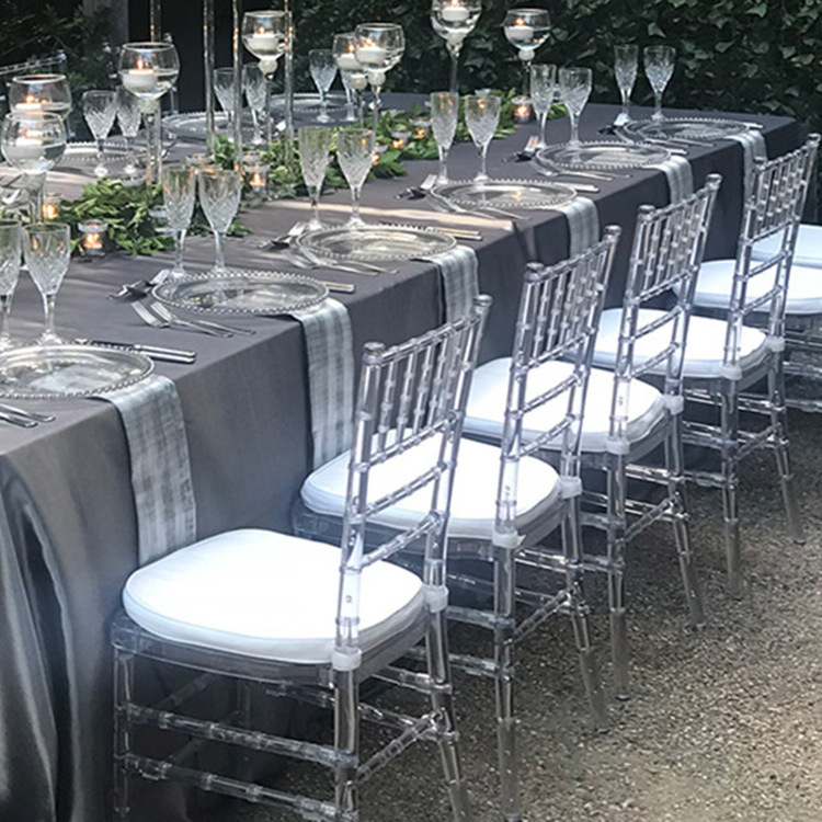 Fashion Banquet Hotel Event Wedding Outdoor Stacking Transparent Dining Chair Tiffany Clear Acrylic Crystal Chiavari Chairs