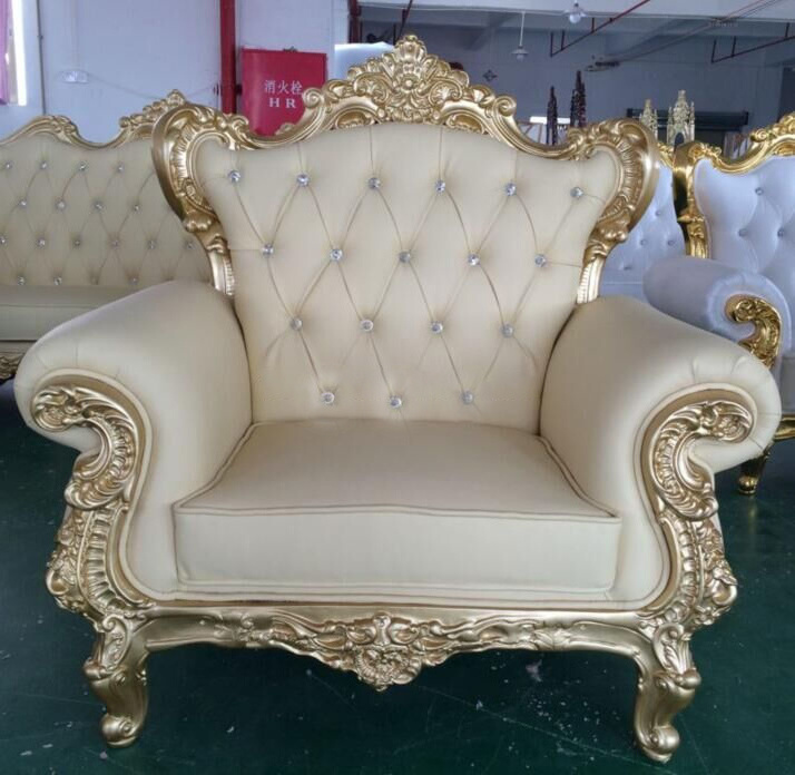 Hot Sale Hotel Lobby Furniture Wedding Banque Crown Throne Chair For Bride And Groom