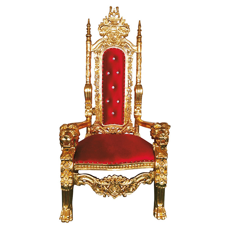 Hot Sale Royal Throne King Queen Party Hotel Banquet Golden Red Wedding Sofa Chairs