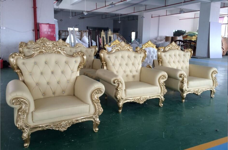 Hot Sale Hotel Lobby Furniture Wedding Banque Crown Throne Chair For Bride And Groom