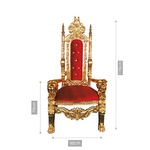 Hot Sale Royal Throne King Queen Party Hotel Banquet Golden Red Wedding Sofa Chairs