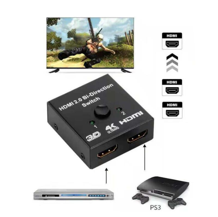 Professional 4K HDMI Audio Video Switcher 4K@60Hz 2 Port 2X1/1x2 Bi-directional HDMI Switch For PC Laptop PS3 TV