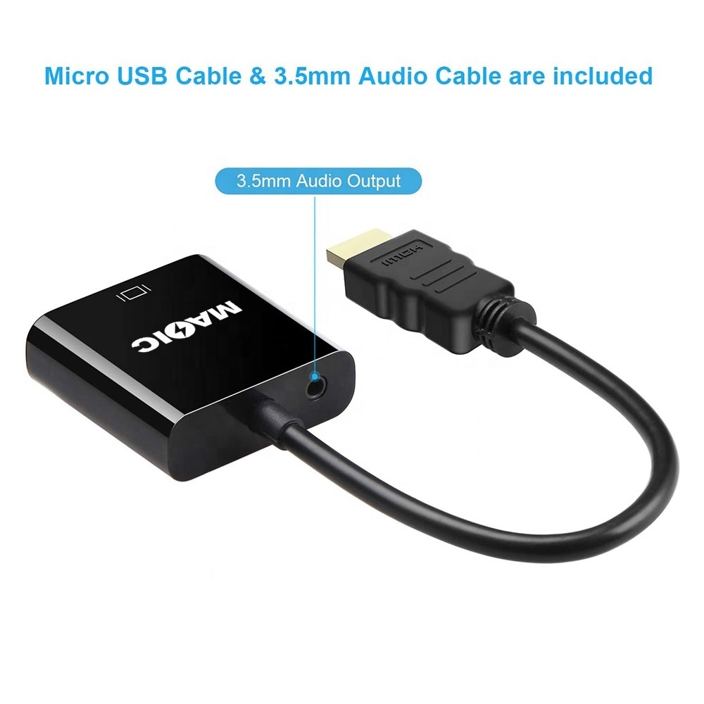 Promotion Factory Price Premium 1080P 60Hz HDMI to VGA Converter Adapter Cable with Audio for Different Market HDMI to VGA Adapt