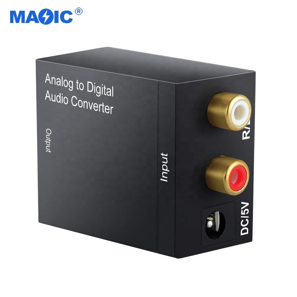 Audio video equipments R/L RCA 3.5mm to digital coaxial toslink optical audio adapter analog to digital audio converter