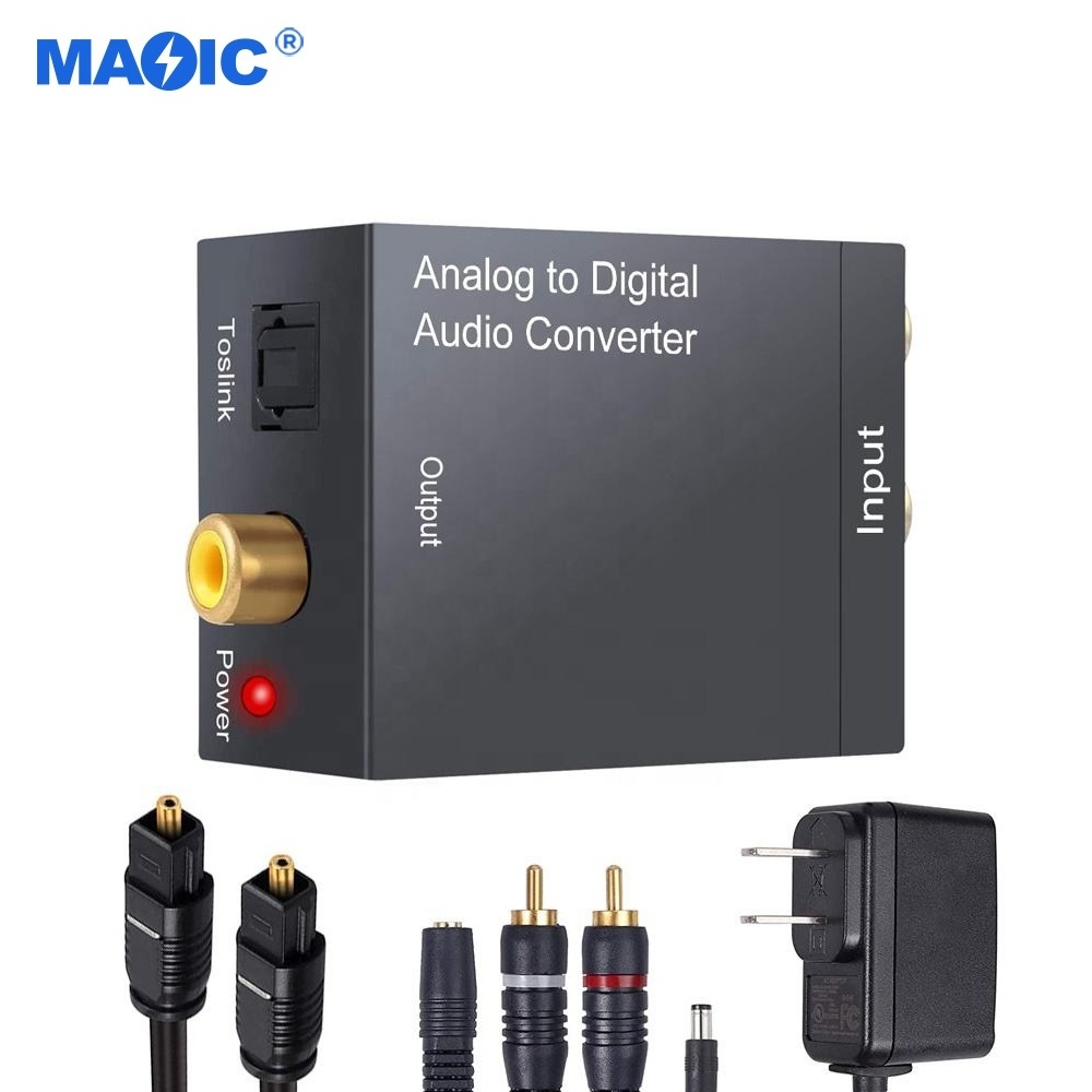 Audio video equipments R/L RCA 3.5mm to digital coaxial toslink optical audio adapter analog to digital audio converter