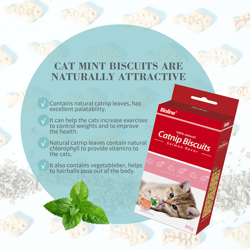 High Quality Pet Food Salmon Flavor Catnip Biscuits Healthy Fish Shape Cat Biscuits Cat Treats Snacks