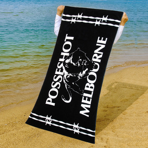 wholesale 100% cotton small MOQ soft feel high quality promotional souvenir custom digital printing cotton velour beach towel