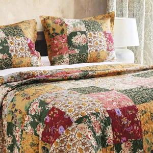 2019 China Export Wholesale Floral Pattern 100% Polyester Luxury Turkey Cotton Colchas Bedspread Bedding Set And Pillow Case