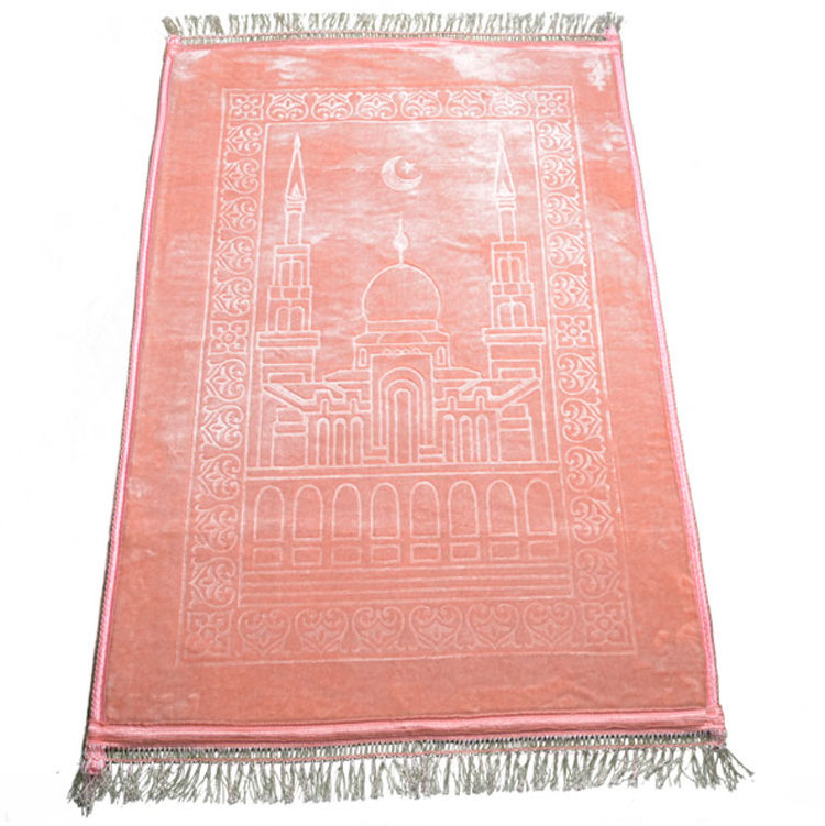 Islamic Janamaz Soft Velvet Maroon Prayer Mat 80 X 120 cm