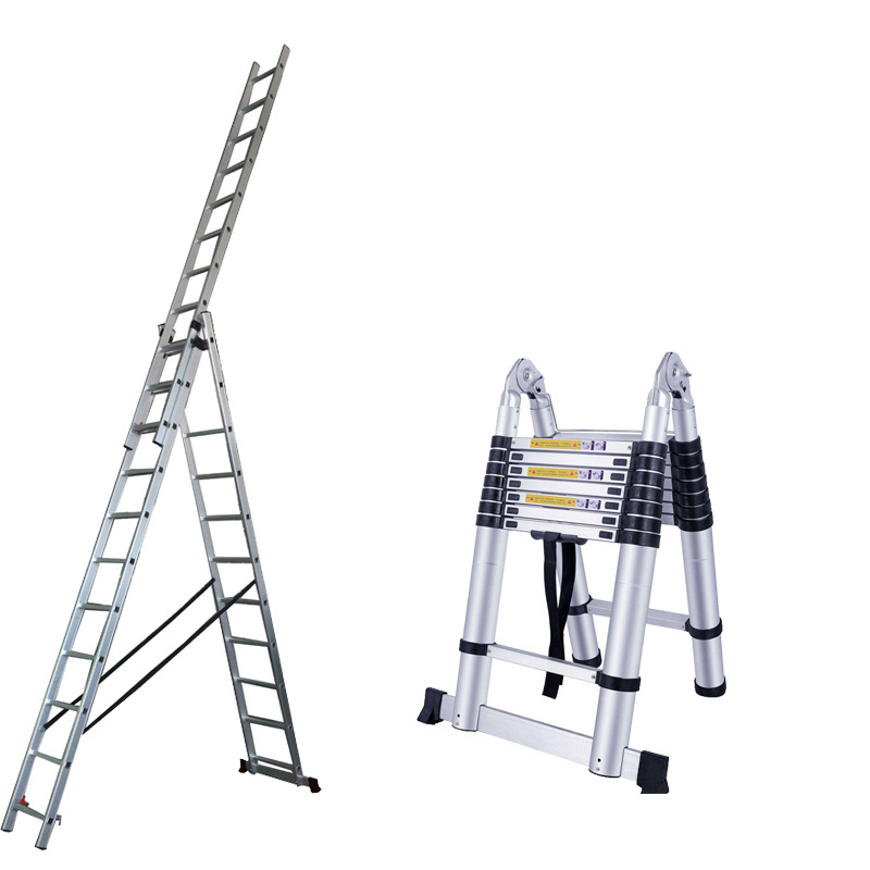 Step Foldable Extension Ladders Aluminum Stairs Work Platform Step Ladder with EN131 3 Sections Aluminium Heavy Duty Aluminum