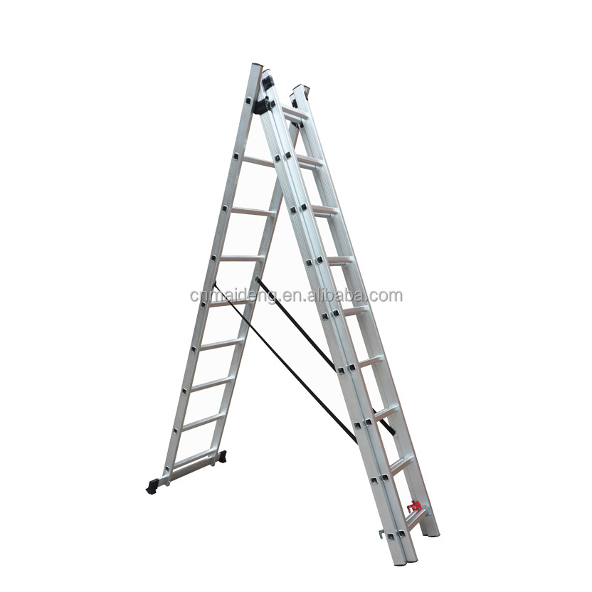 Step Foldable Extension Ladders Aluminum Stairs Work Platform Step Ladder with EN131 3 Sections Aluminium Heavy Duty Aluminum