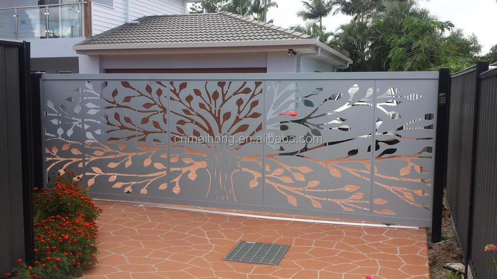 Custom Fabrication Entry Metal Gate Laser Cut Steel Yard Gate