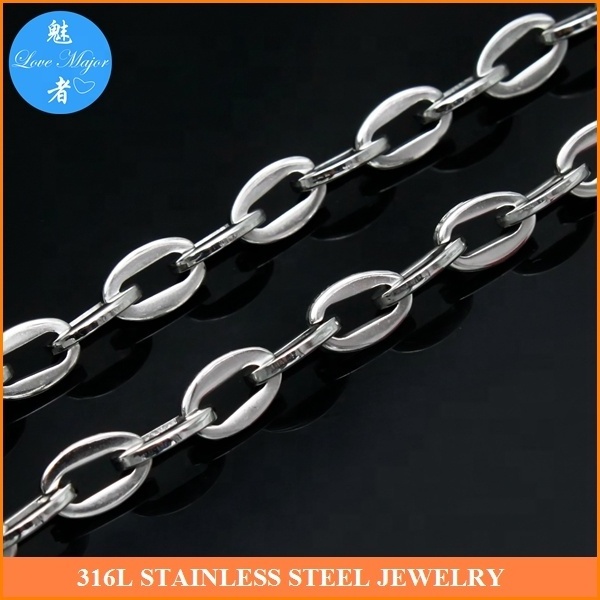 7mm Rolo Cable Link Italian Chain Necklace silver stainless steel lobster clasp