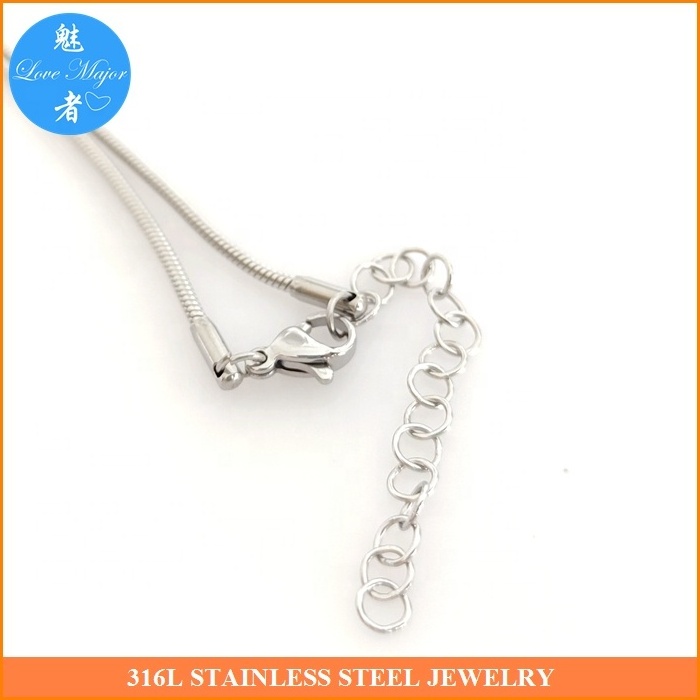 Wholesale Fashion Snake Chain Stainless Steel Jewelry Sweater Necklace With Cubic Beads in Steel Silver Color