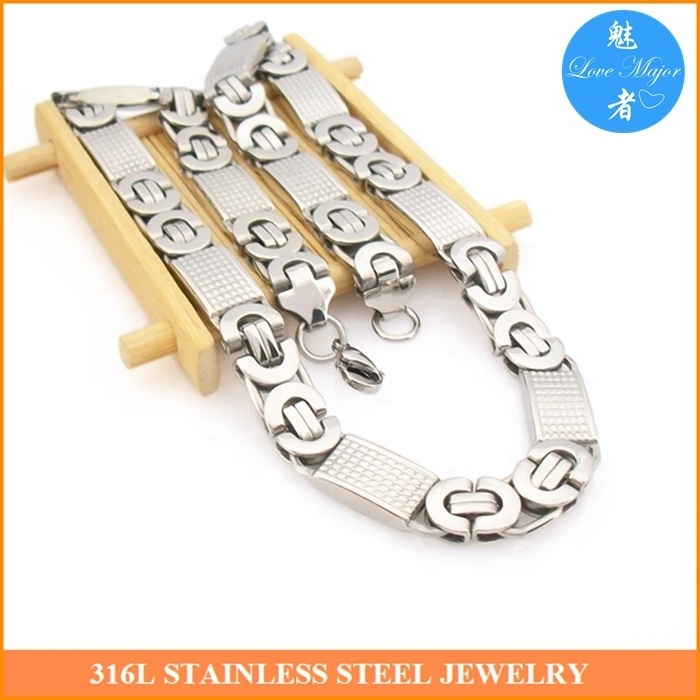 stainless steel 11mm Flat Byzantine Chain Link Necklace for Men Women