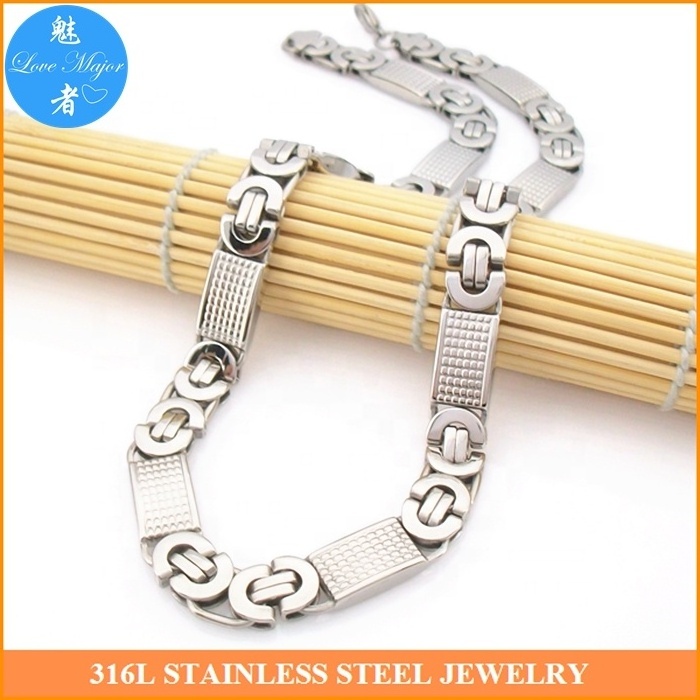 stainless steel 11mm Flat Byzantine Chain Link Necklace for Men Women