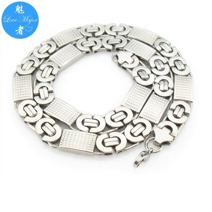 stainless steel 11mm Flat Byzantine Chain Link Necklace for Men Women