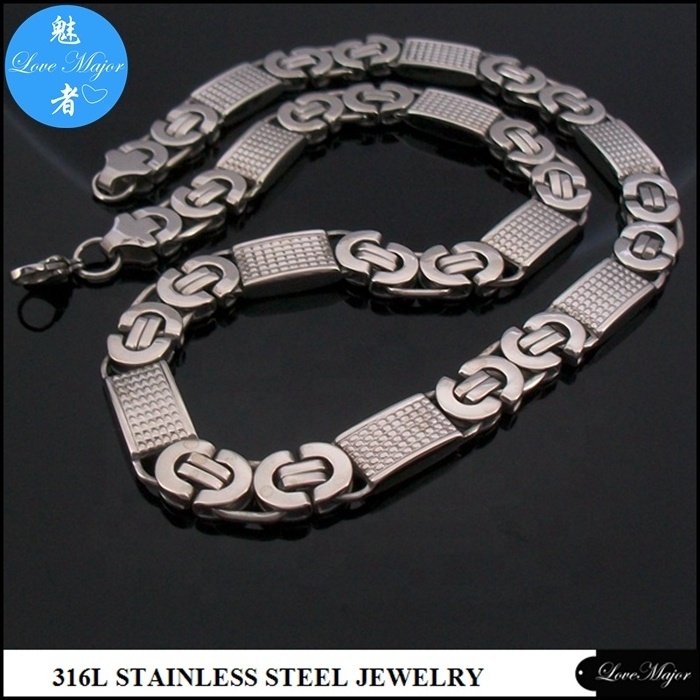 stainless steel 11mm Flat Byzantine Chain Link Necklace for Men Women