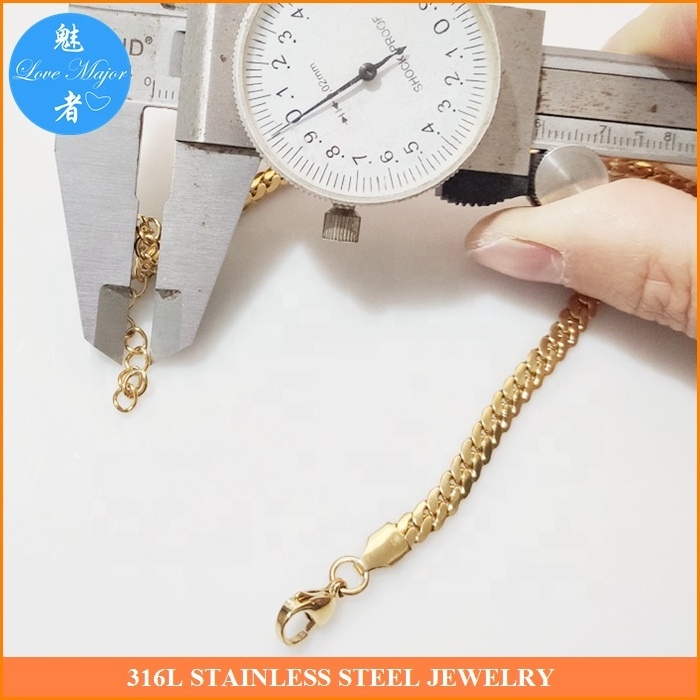 Wholesale Pressed Curb Chain Necklace Vacuum Gold Plated Fashion Simple Plain Women Stainless Steel Jewelry Men Gift Party