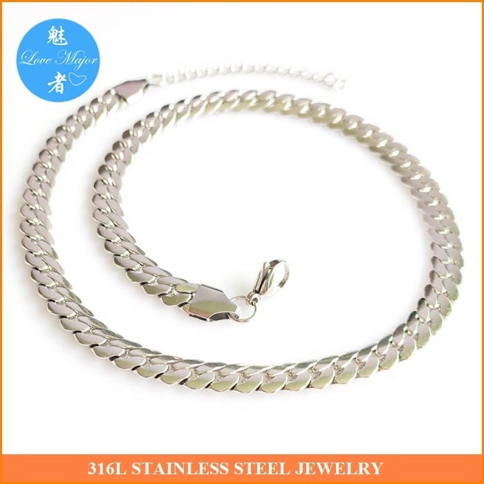 Fashion Pressed Curb Chain Women Stainless Steel Jewelry Necklace for Men and Women Gift