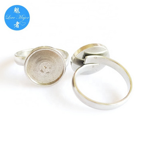 Wholesale Stainless Steel Basic Interchangeable Adjustable Stone Tray Ring Fashion Jewelry Finding