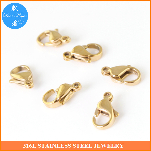 18k gold plated stainless steel steel lobster clasps for fashion steel jewelry