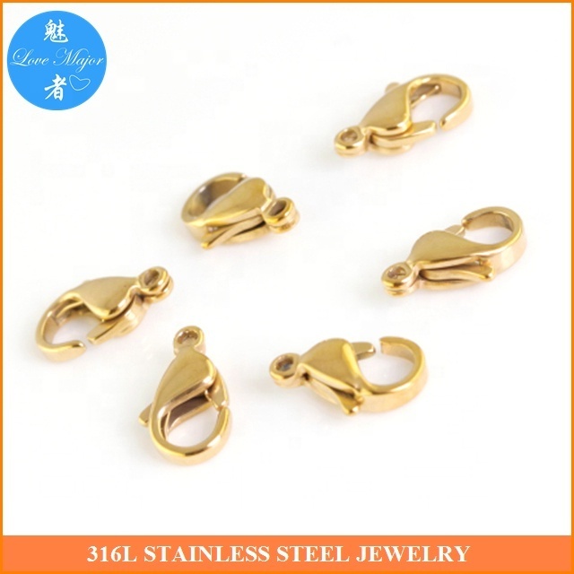 18k gold plated stainless steel steel lobster clasps for fashion steel jewelry