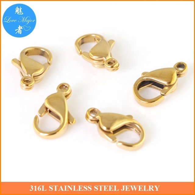 18k gold plated stainless steel steel lobster clasps for fashion steel jewelry