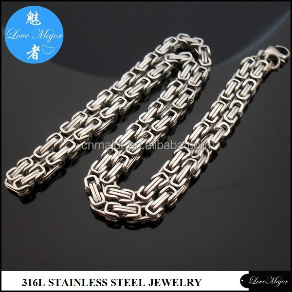 Fashion 5mm Wide Handmade Byzantine Chain Stainless Steel Necklace Jewelry