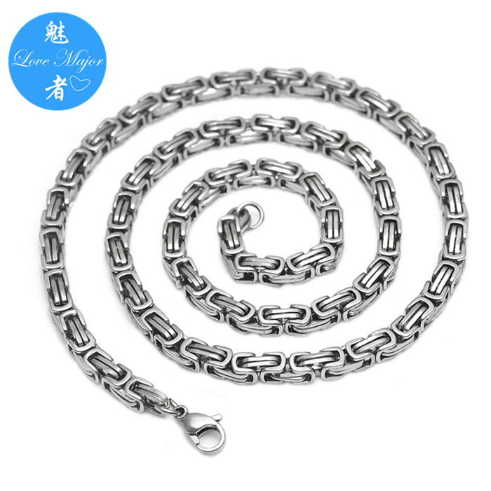 Fashion 5mm Wide Handmade Byzantine Chain Stainless Steel Necklace Jewelry