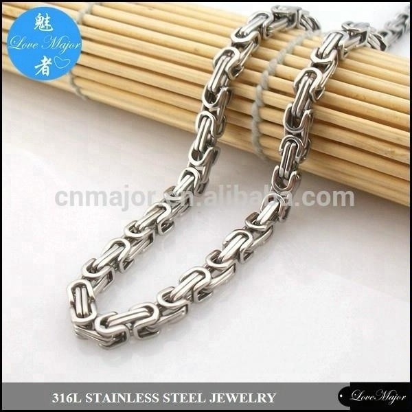 Fashion 5mm Wide Handmade Byzantine Chain Stainless Steel Necklace Jewelry