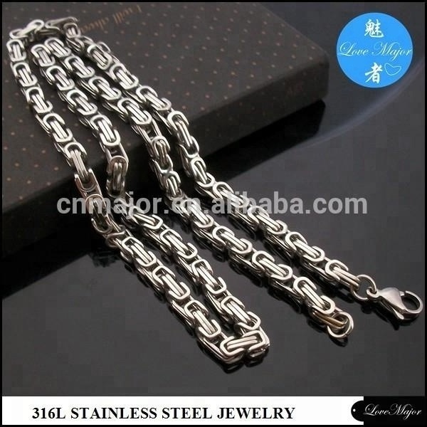 Fashion 5mm Wide Handmade Byzantine Chain Stainless Steel Necklace Jewelry