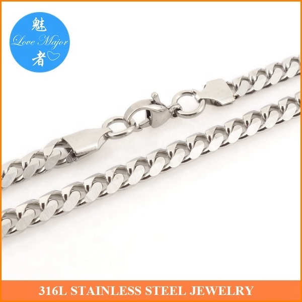 Wholesale 7mm Wide Classic Stainless Steel Cuban Chain Necklace of Fashion Jewelry