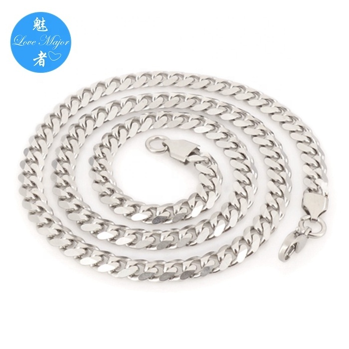 Wholesale 7mm Wide Classic Stainless Steel Cuban Chain Necklace of Fashion Jewelry