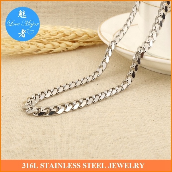 Wholesale 7mm Wide Classic Stainless Steel Cuban Chain Necklace of Fashion Jewelry