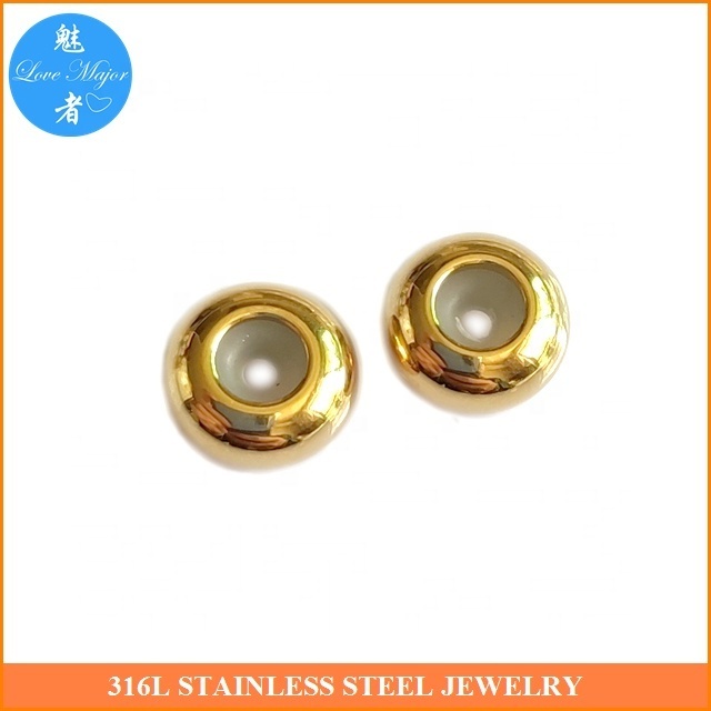 Wholesale Gold Plated Shine Polished Stainless Steel Slide Rubber Ring Stopper Spacer Jewelry Findings MJJF-150 G