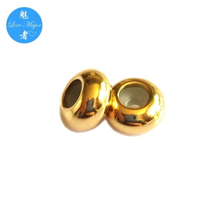 Wholesale Gold Plated Shine Polished Stainless Steel Slide Rubber Ring Stopper Spacer Jewelry Findings MJJF-150 G