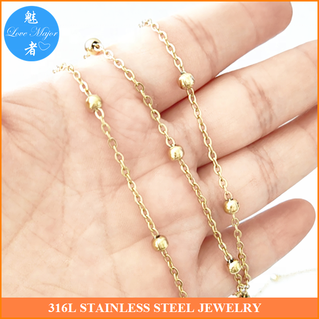 Wholesale 4mm Ball Bead Gold Plated Classic Rolo Chain In Spool Stainless Steel Necklace Fashion Jewelry