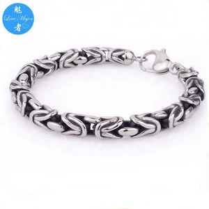 Silver Bracelet Round heavy Bali Byzantine Kings Chain solid handmade