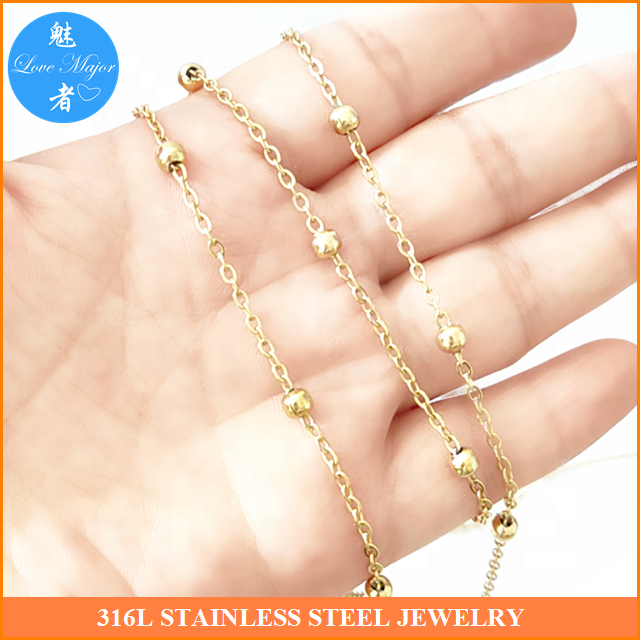 Wholesale 4mm Ball Bead Gold Plated Classic Rolo Chain In Spool Stainless Steel Necklace Fashion Jewelry